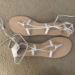 JustFab White Lace-Up Sandals